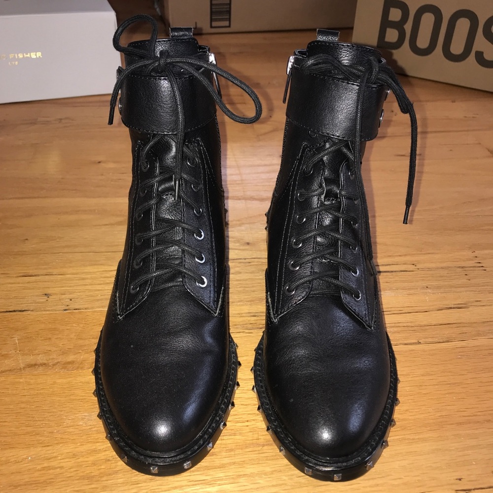 Vince Camuto black studded leather boots